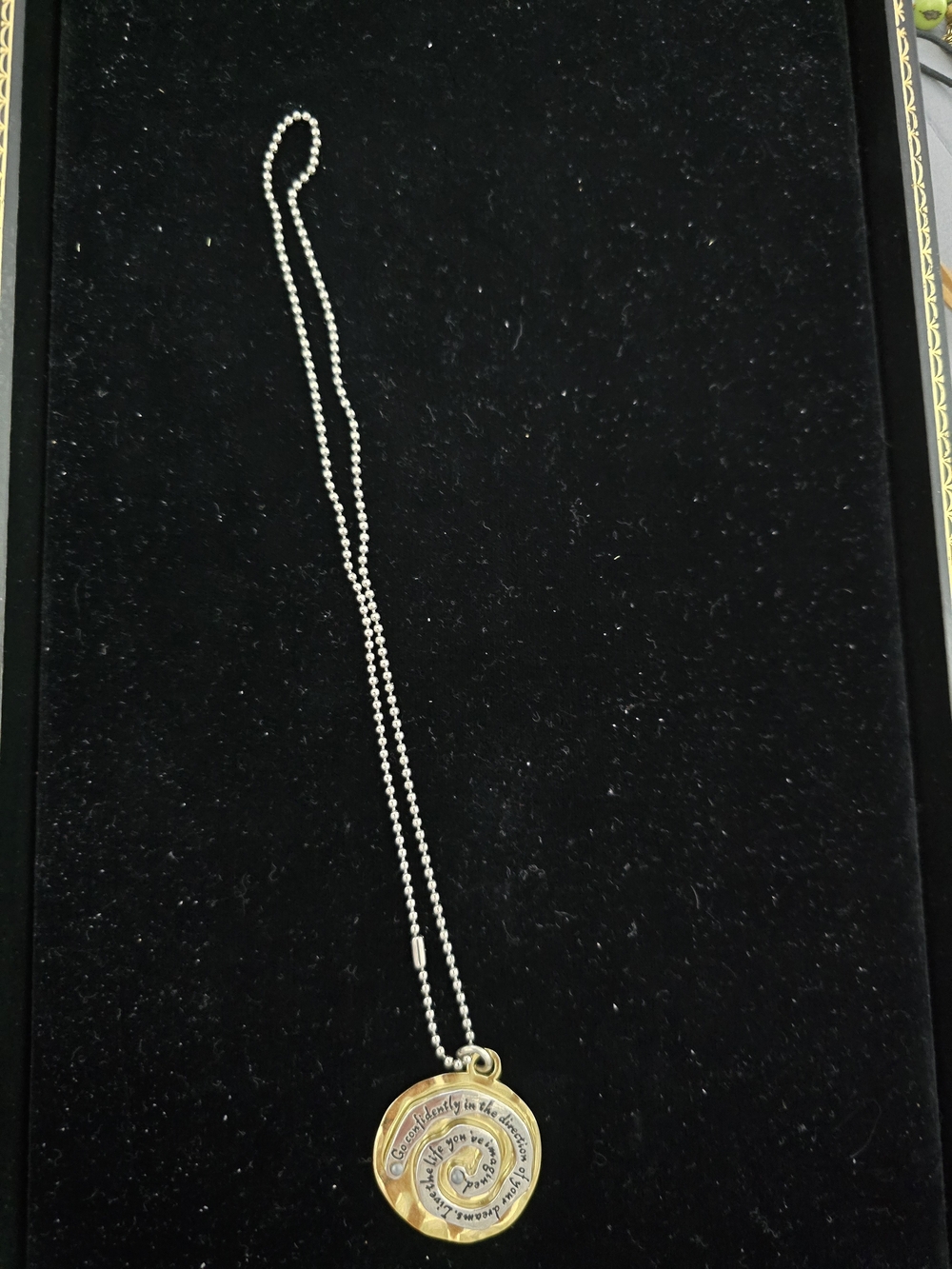 Henry David Thoreau Gold-Tone Double Disk Pendant Necklace in Gold Quote